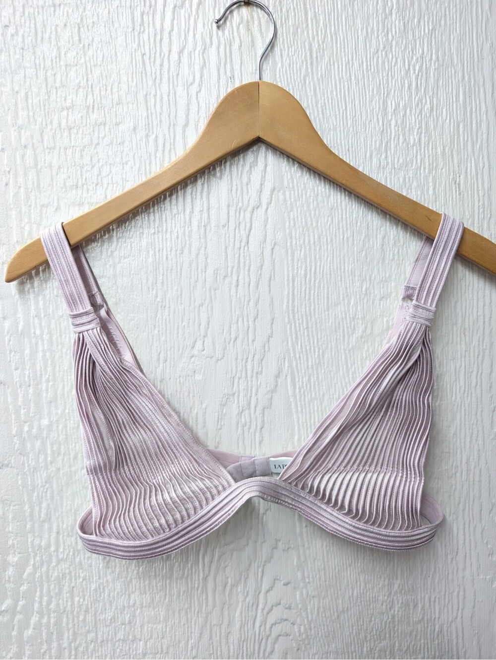 La Perla Tulle Nervures Purple Silk Blend Triangle Bra Bralette Size 38B